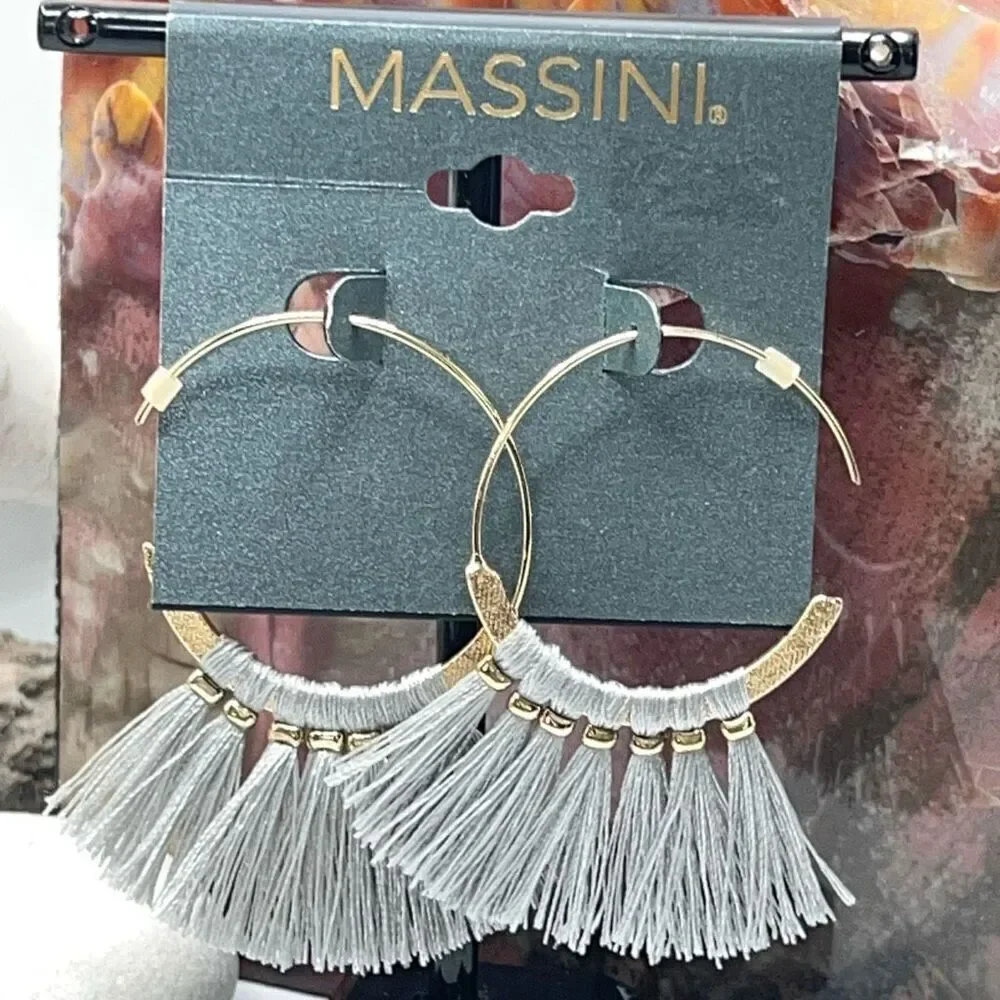 Massinni Gold Hoop w/ Silver Tassel Earrings $16 or bundle 3 for $25